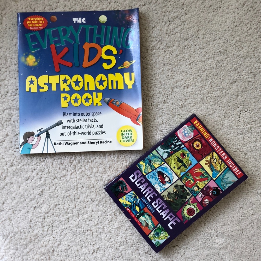2 boys books astronomy/monsters